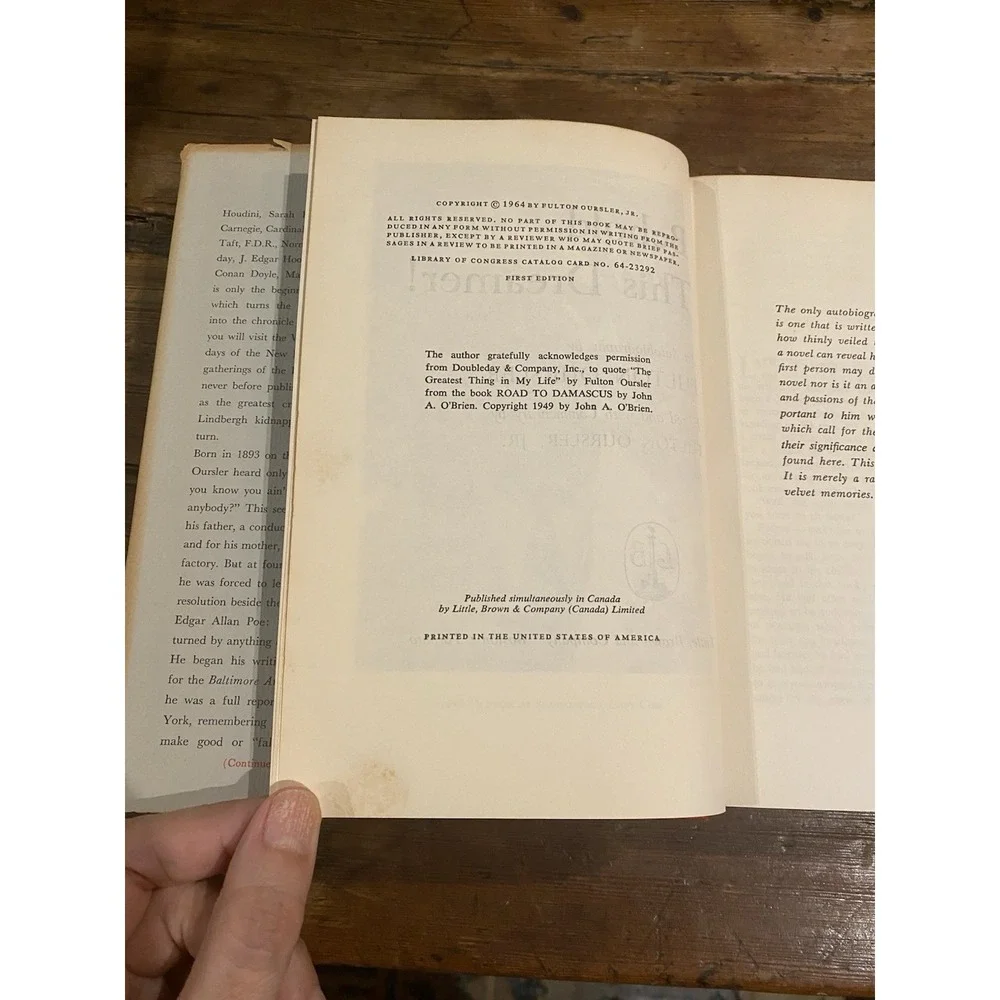 Fulton OURSLER / Behold This Dreamer 1964 By Son Autograph Director Greatest….